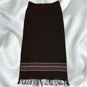 Vintage y2k maxi skirt with multi color stripe detailing and fringe